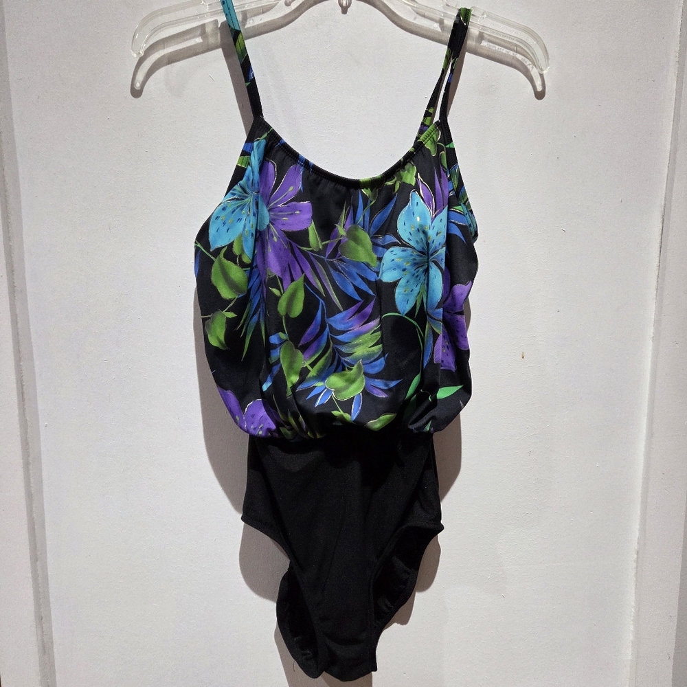 Vtg Floral Longitude Swimsuit 8